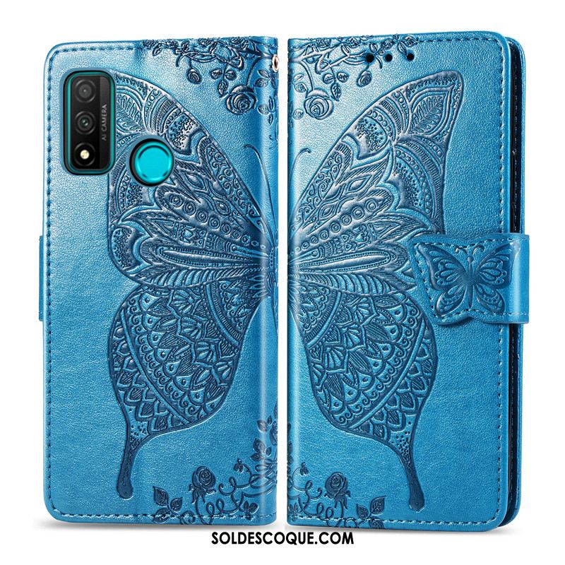 Coque Huawei P Smart 2020 En Relief Étui En Cuir Protection Charmant Papillon En Vente