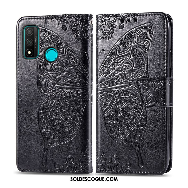 Coque Huawei P Smart 2020 En Relief Étui En Cuir Protection Charmant Papillon En Vente