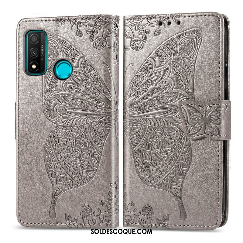 Coque Huawei P Smart 2020 En Relief Étui En Cuir Protection Charmant Papillon En Vente