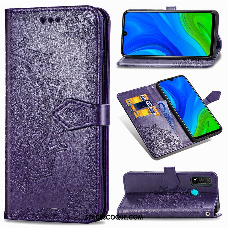 Coque Huawei P Smart 2020 Ornements Suspendus Étui En Cuir Noir Similicuir Téléphone Portable Pas Cher