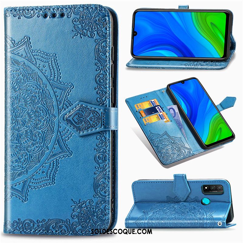 Coque Huawei P Smart 2020 Ornements Suspendus Étui En Cuir Noir Similicuir Téléphone Portable Pas Cher