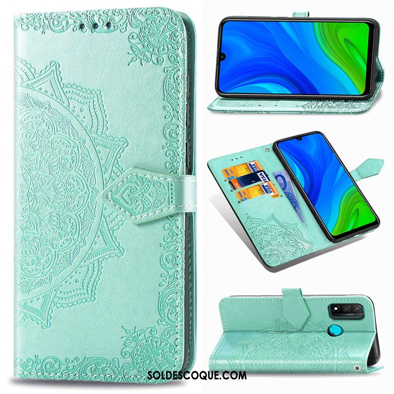 Coque Huawei P Smart 2020 Ornements Suspendus Étui En Cuir Noir Similicuir Téléphone Portable Pas Cher