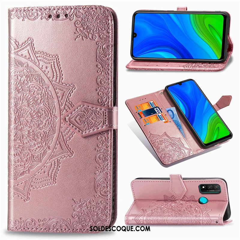 Coque Huawei P Smart 2020 Ornements Suspendus Étui En Cuir Noir Similicuir Téléphone Portable Pas Cher