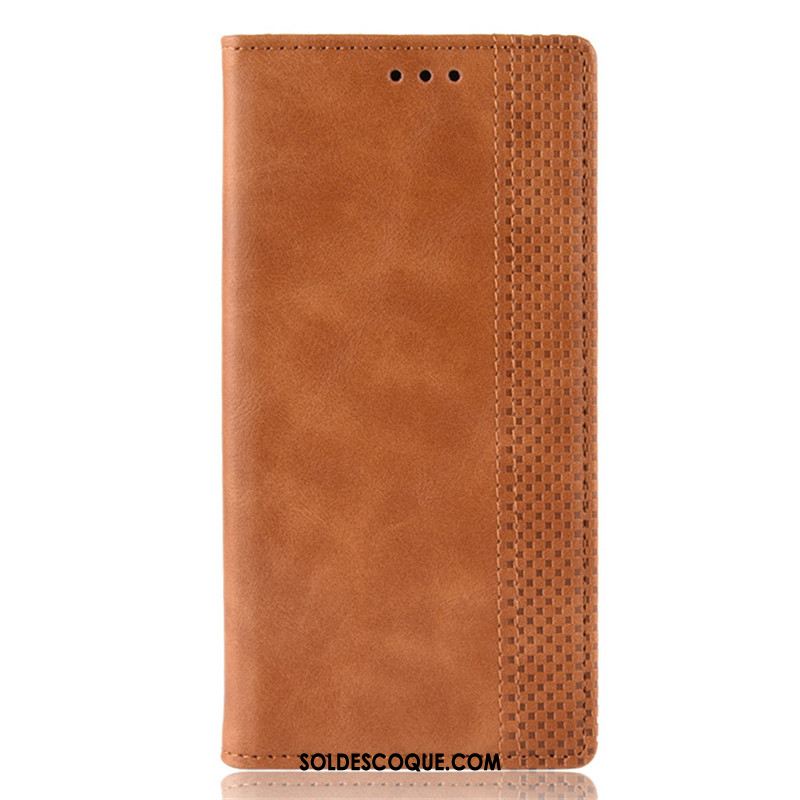 Coque Huawei P Smart 2020 Étui Téléphone Portable Boucle Magnétique Étui En Cuir Bleu Marin Pas Cher