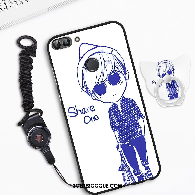 Coque Huawei P Smart Bleu Fluide Doux Cou Suspendu Silicone Incassable En Vente