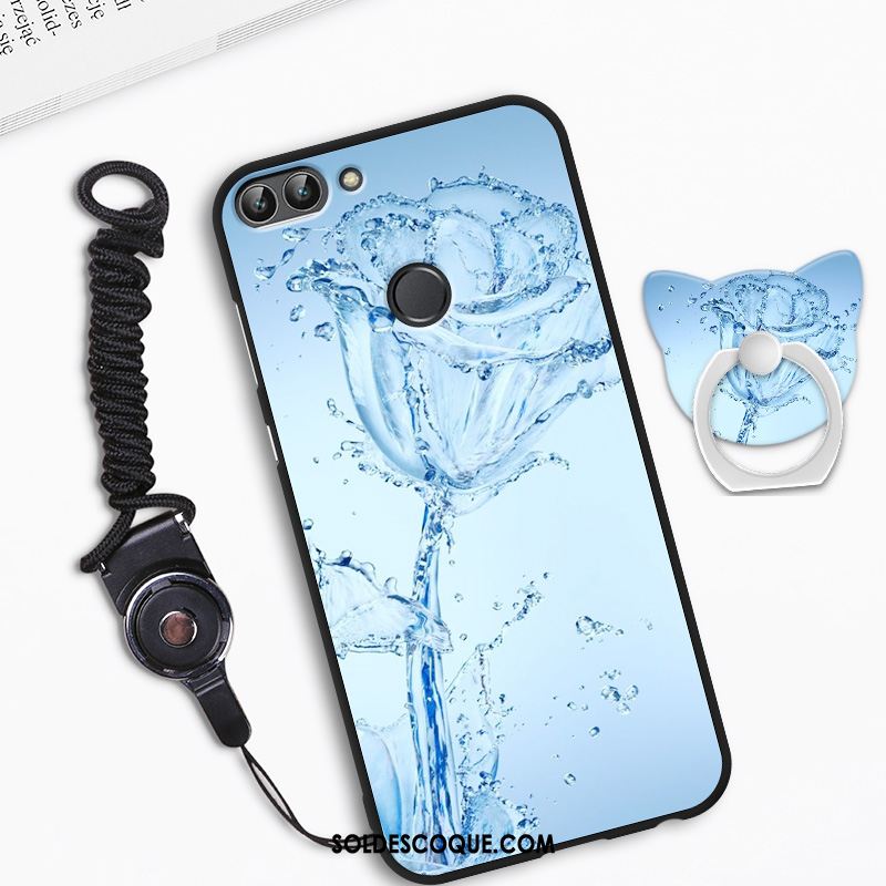 Coque Huawei P Smart Bleu Fluide Doux Cou Suspendu Silicone Incassable En Vente