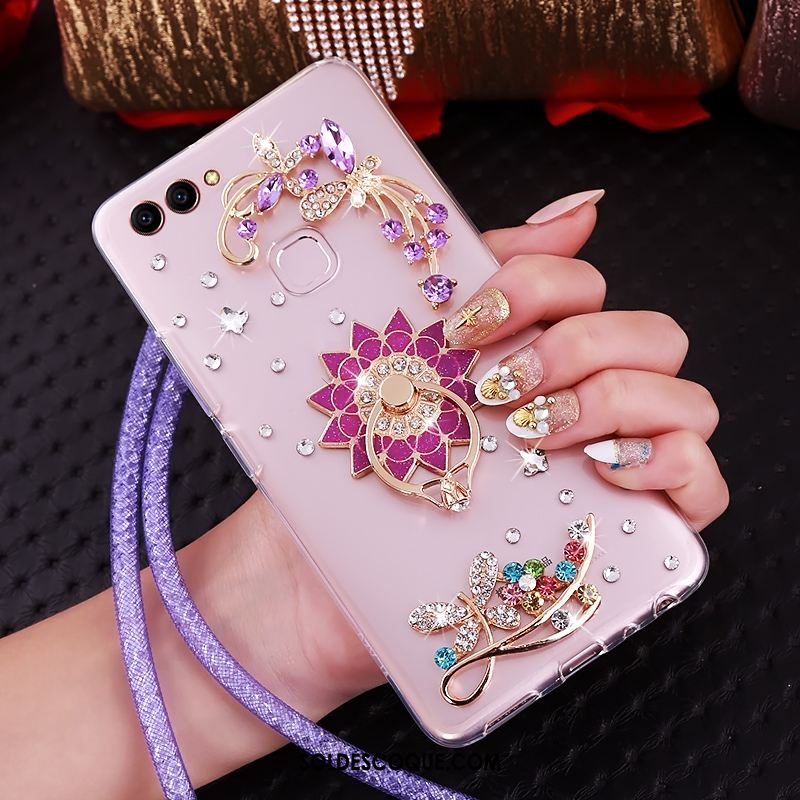 Coque Huawei P Smart Cou Suspendu Transparent Strass Anneau Support En Ligne