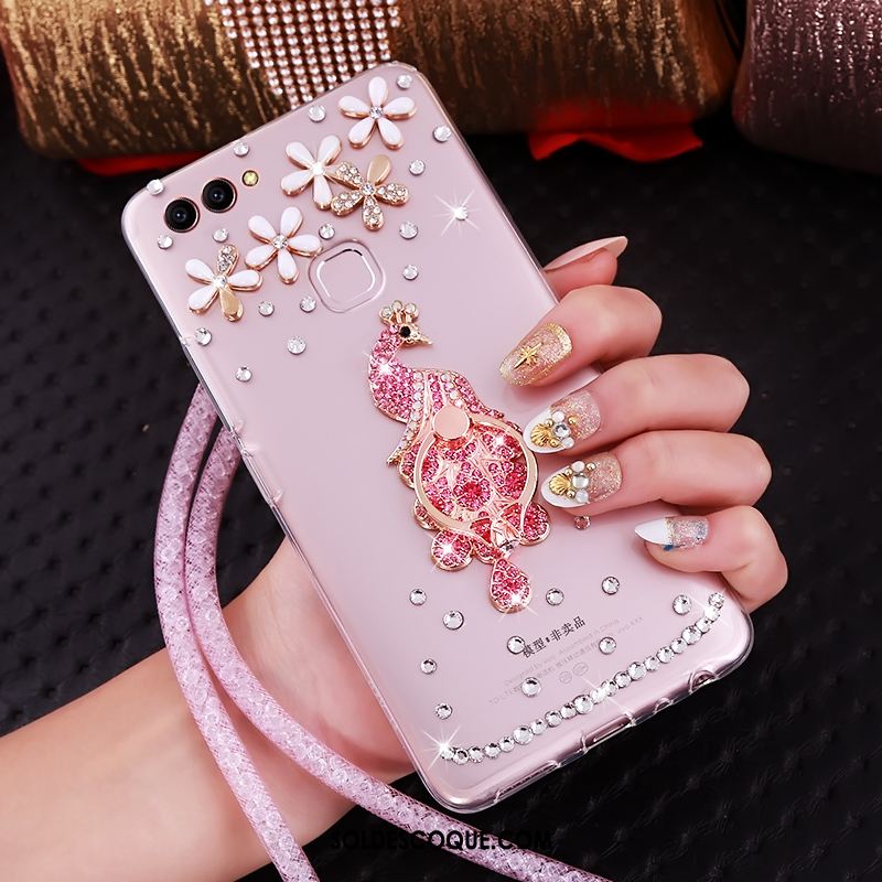 Coque Huawei P Smart Cou Suspendu Transparent Strass Anneau Support En Ligne