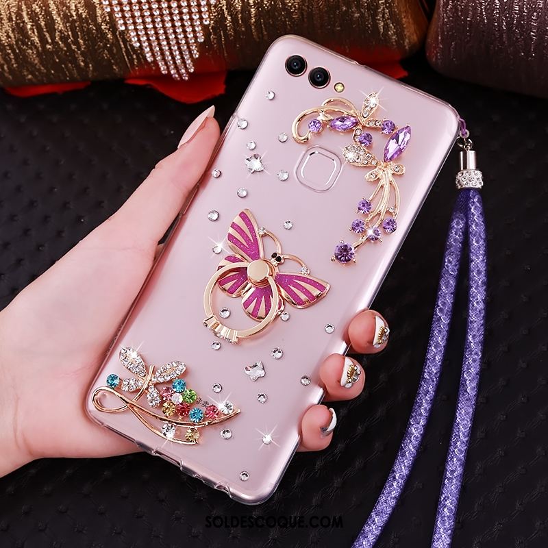 Coque Huawei P Smart Cou Suspendu Transparent Strass Anneau Support En Ligne