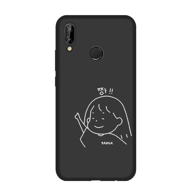 Coque Huawei P Smart+ Dessin Animé Protection Noir Étui Fluide Doux Soldes