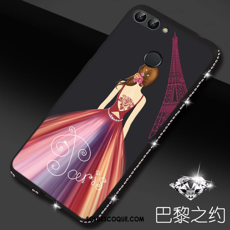 Coque Huawei P Smart Dessin Animé Strass Rouge Téléphone Portable France