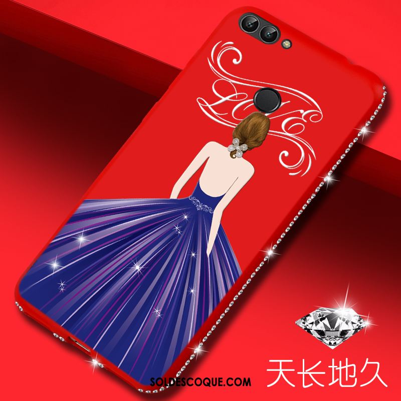 Coque Huawei P Smart Dessin Animé Strass Rouge Téléphone Portable France