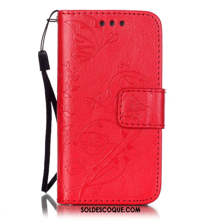 Coque Huawei P Smart+ En Relief Bleu Papillon Étui En Cuir Téléphone Portable Pas Cher