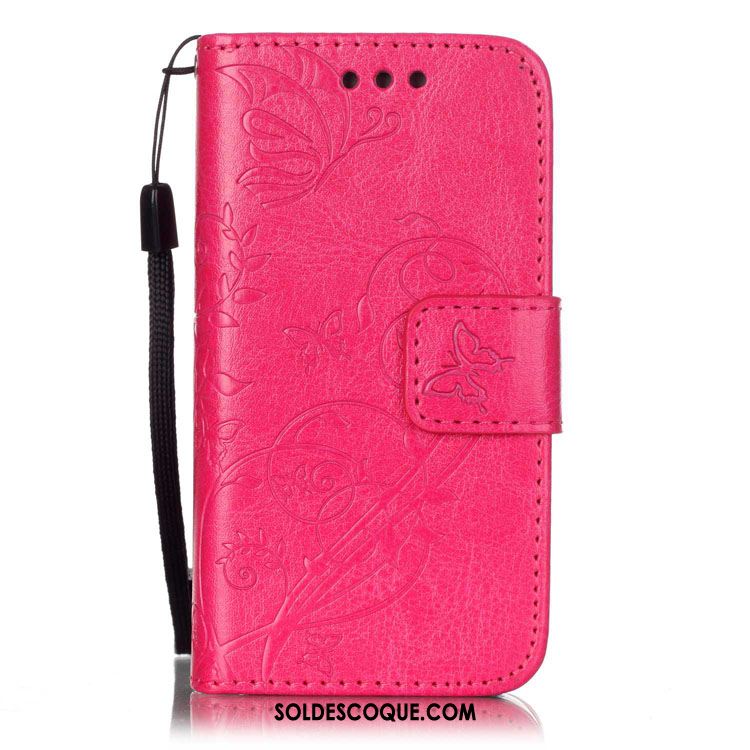 Coque Huawei P Smart+ En Relief Bleu Papillon Étui En Cuir Téléphone Portable Pas Cher