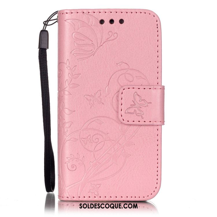 Coque Huawei P Smart+ En Relief Bleu Papillon Étui En Cuir Téléphone Portable Pas Cher