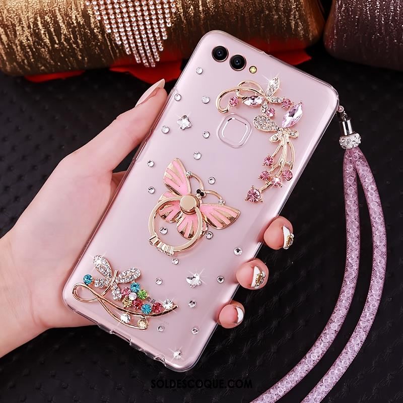 Coque Huawei P Smart Fluide Doux Transparent Strass Étui Téléphone Portable En Ligne