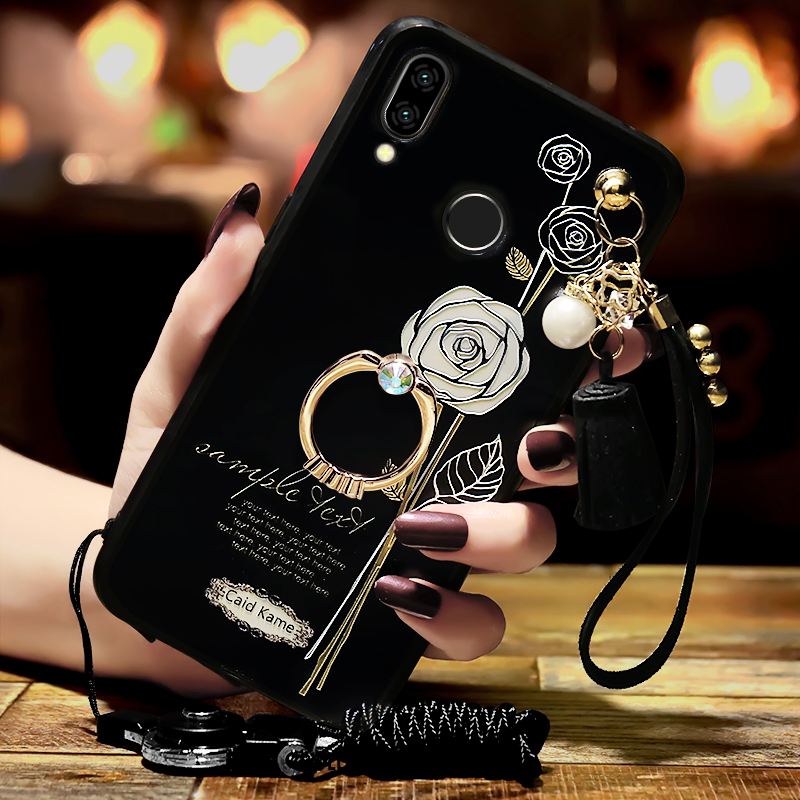 Coque Huawei P Smart+ Noir Fluide Doux Étui Téléphone Portable Ornements Suspendus Soldes