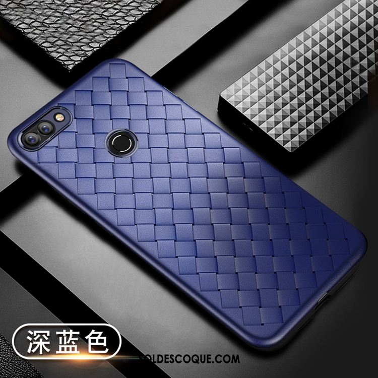 Coque Huawei P Smart Noir Tissage Refroidissement Étui En Cuir Téléphone Portable Pas Cher