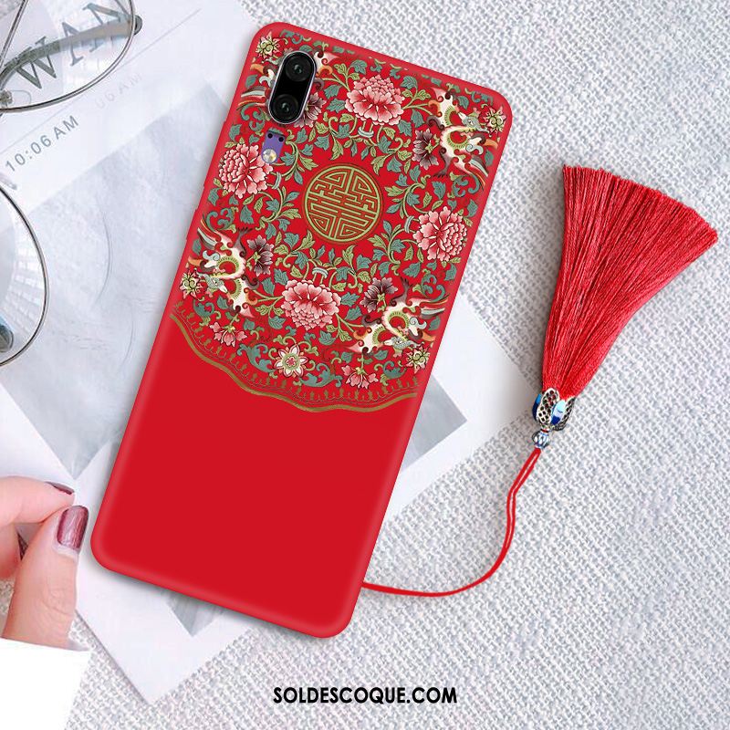 Coque Huawei P Smart+ Personnalité Protection Palais À Franges Rouge Soldes