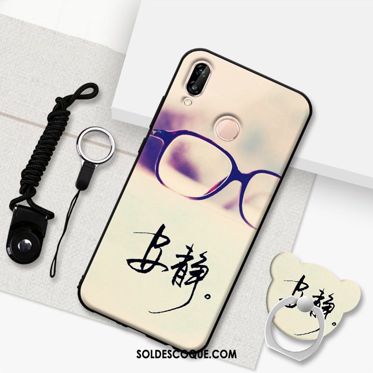 Coque Huawei P Smart+ Protection Étui Délavé En Daim Ornements Suspendus Blanc En Ligne