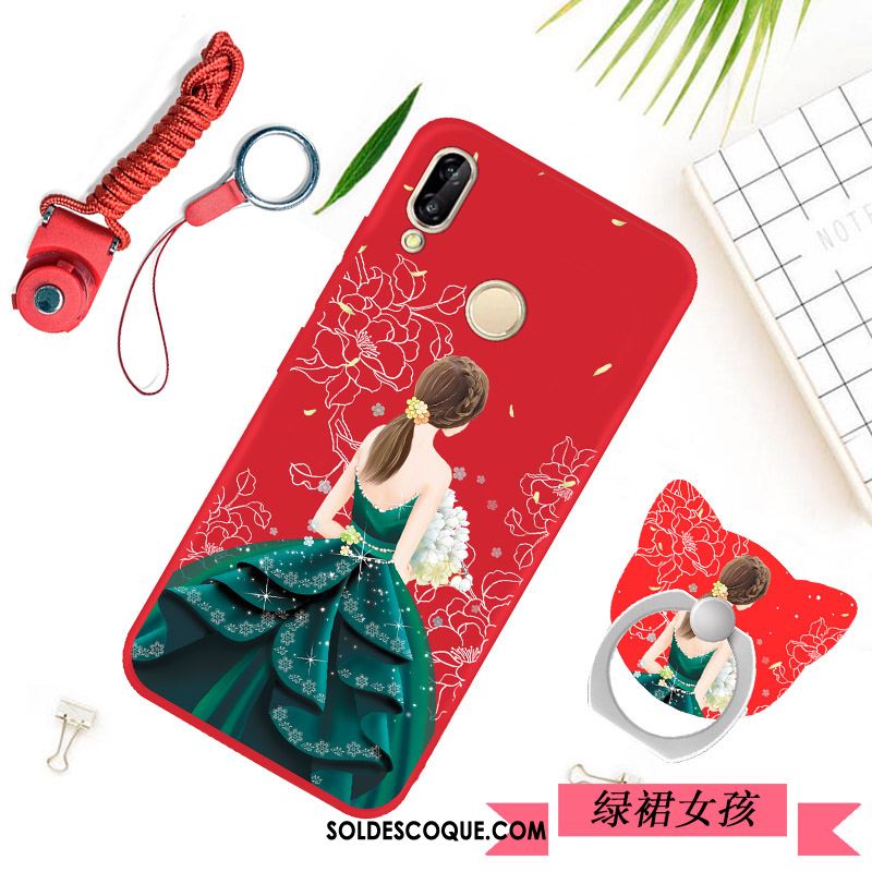 Coque Huawei P Smart+ Rouge Fluide Doux Silicone Protection Simple Soldes