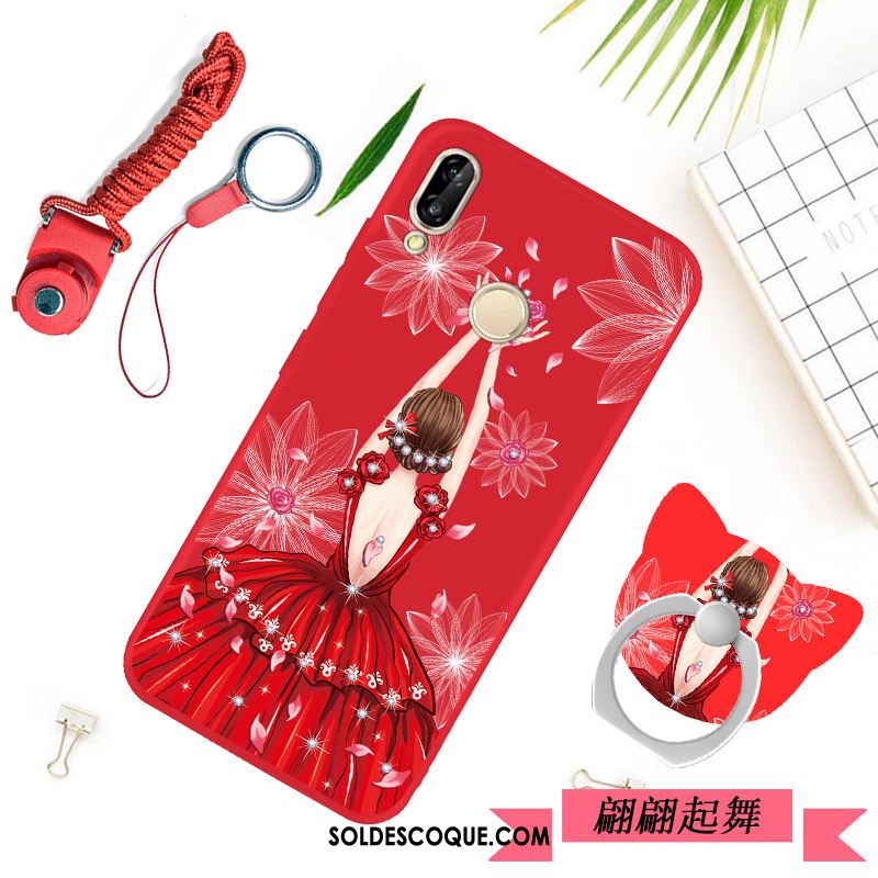 Coque Huawei P Smart+ Rouge Fluide Doux Silicone Protection Simple Soldes