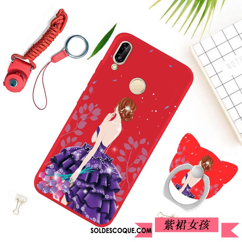 Coque Huawei P Smart+ Rouge Fluide Doux Silicone Protection Simple Soldes