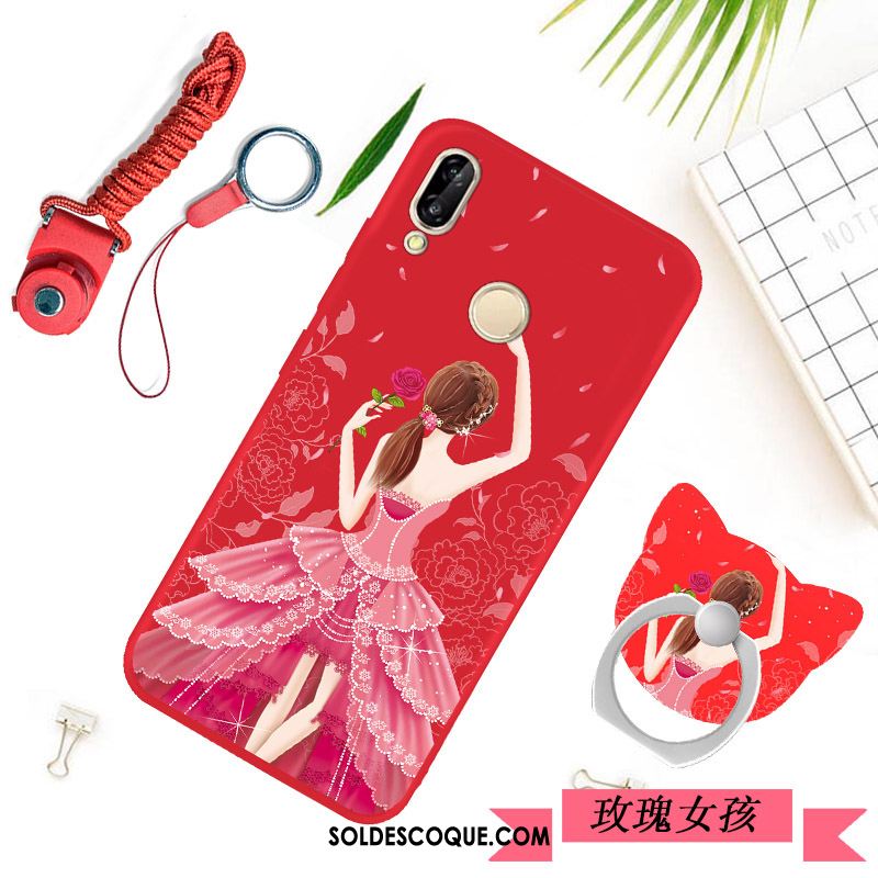 Coque Huawei P Smart+ Rouge Fluide Doux Silicone Protection Simple Soldes