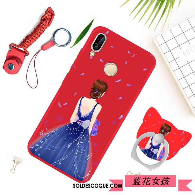 Coque Huawei P Smart+ Rouge Fluide Doux Silicone Protection Simple Soldes