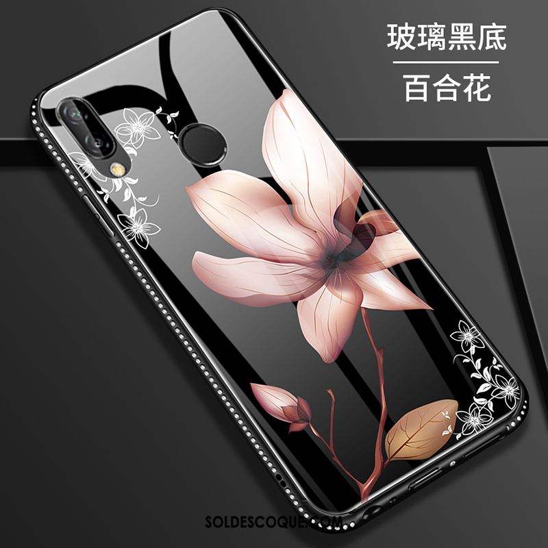 Coque Huawei P Smart+ Silicone Verre Noir Tout Compris Miroir Soldes