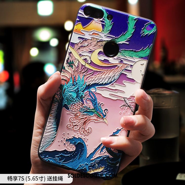 Coque Huawei P Smart Téléphone Portable Incassable Fluide Doux Bleu Style Chinois Soldes