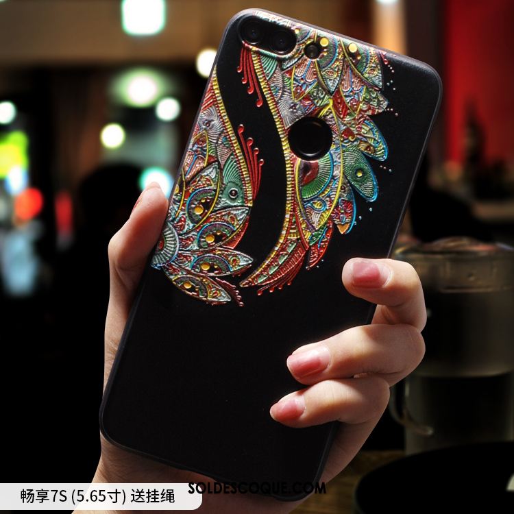 Coque Huawei P Smart Téléphone Portable Incassable Fluide Doux Bleu Style Chinois Soldes