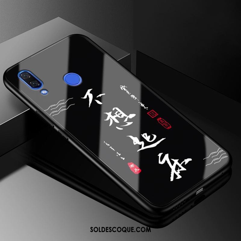 Coque Huawei P Smart+ Verre Fluide Doux Marque De Tendance Noir Étui En Vente