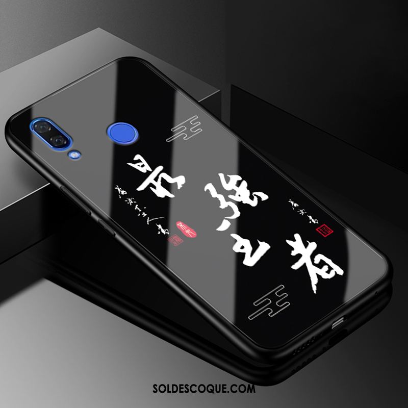 Coque Huawei P Smart+ Verre Fluide Doux Marque De Tendance Noir Étui En Vente