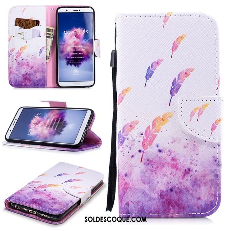 Coque Huawei P Smart+ Violet Étui En Cuir Téléphone Portable Incassable Pas Cher