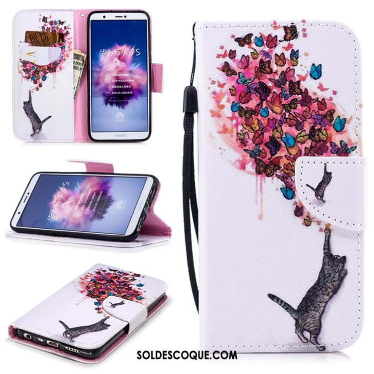 Coque Huawei P Smart+ Violet Étui En Cuir Téléphone Portable Incassable Pas Cher