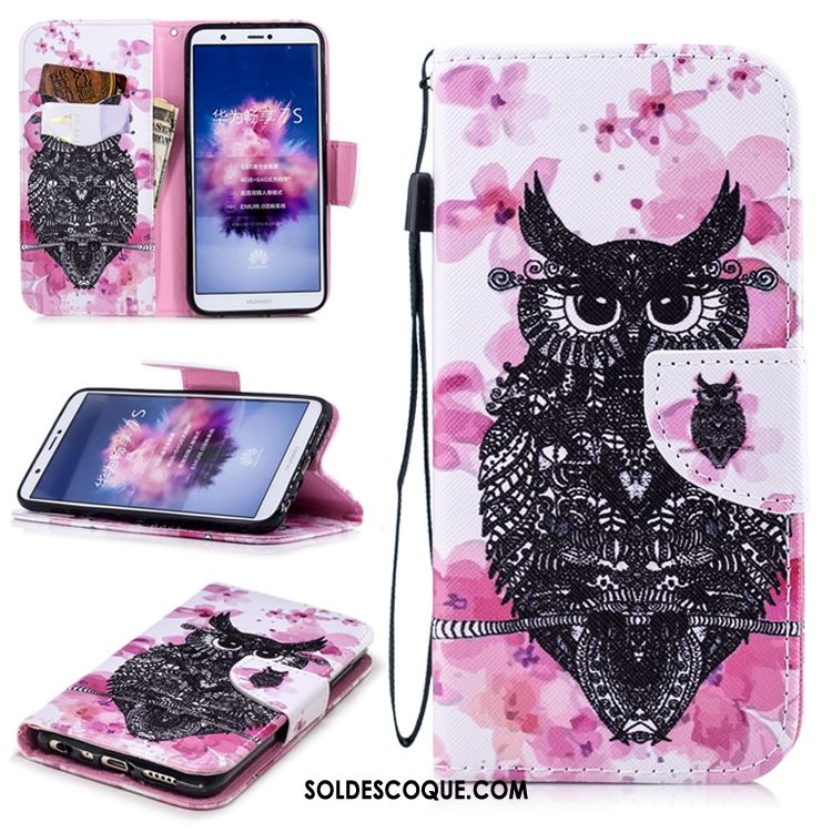 Coque Huawei P Smart+ Violet Étui En Cuir Téléphone Portable Incassable Pas Cher