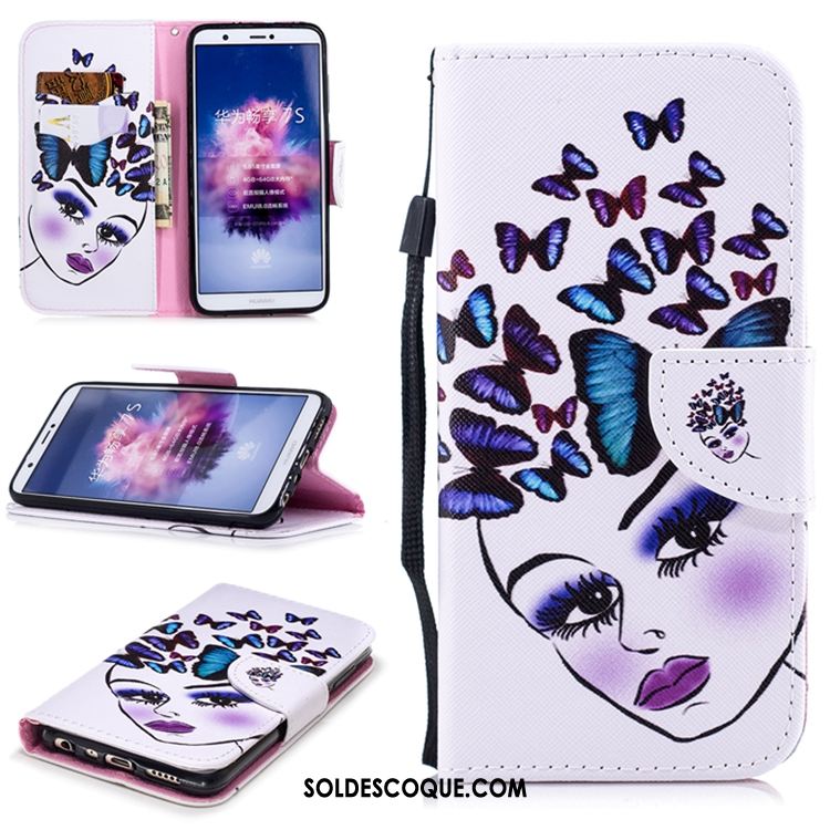 Coque Huawei P Smart+ Violet Étui En Cuir Téléphone Portable Incassable Pas Cher