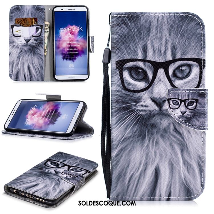 Coque Huawei P Smart+ Violet Étui En Cuir Téléphone Portable Incassable Pas Cher