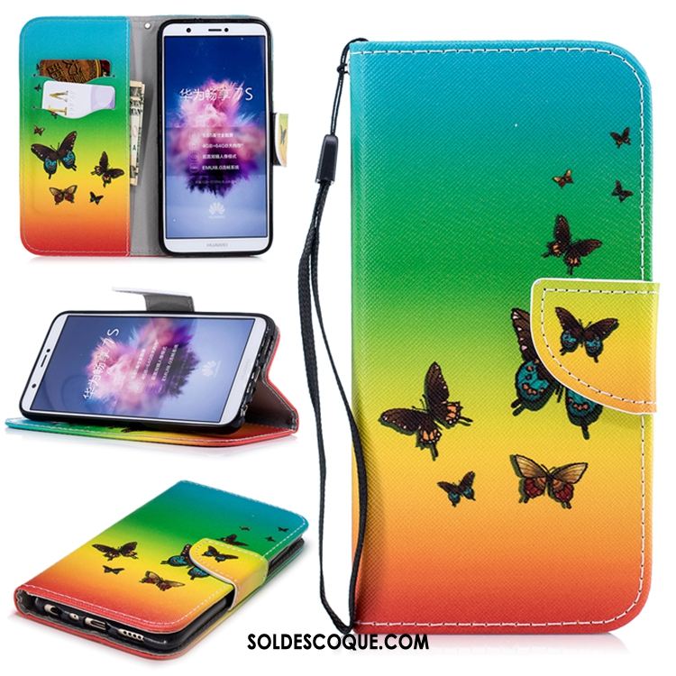 Coque Huawei P Smart+ Violet Étui En Cuir Téléphone Portable Incassable Pas Cher