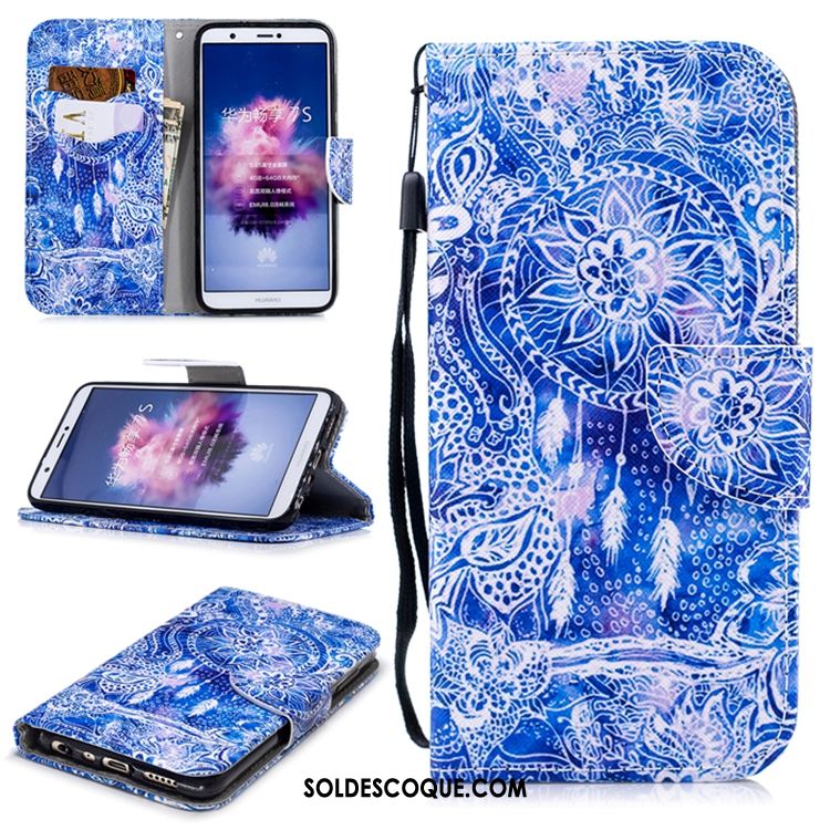 Coque Huawei P Smart+ Violet Étui En Cuir Téléphone Portable Incassable Pas Cher