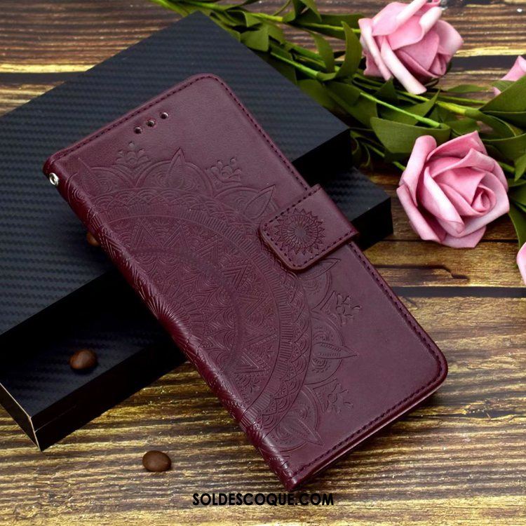 Coque Huawei P Smart Z Carte Étui En Cuir Fluide Doux Violet Téléphone Portable Pas Cher