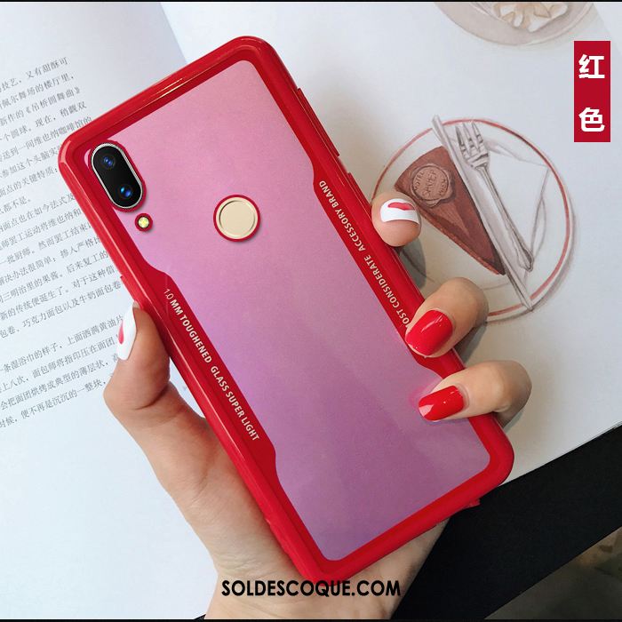 Coque Huawei P Smart+ Étui Téléphone Portable Incassable Rouge Transparent Pas Cher