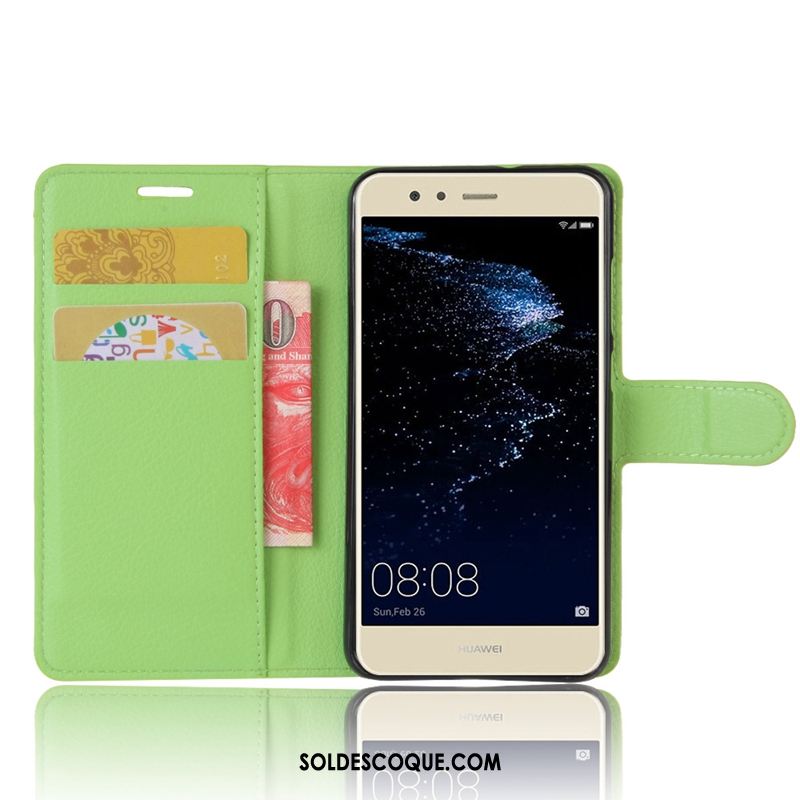 Coque Huawei P10 Lite Clamshell Protection Étui Étui En Cuir Vert En Vente