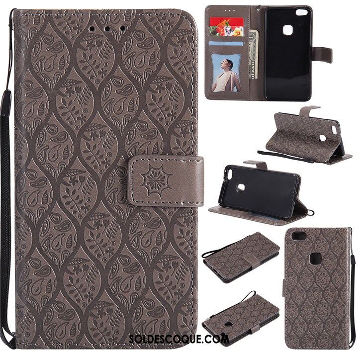 Coque Huawei P10 Lite Gris Téléphone Portable Jeunesse Étui En Cuir Protection Housse En Vente