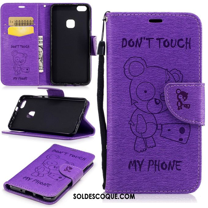 Coque Huawei P10 Lite Nouveau Clamshell Étui Dessin Animé Violet En Vente