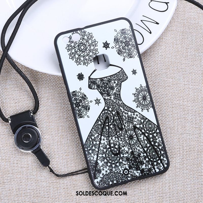 Coque Huawei P10 Lite Étui Peinture Blanc Protection Noir Pas Cher