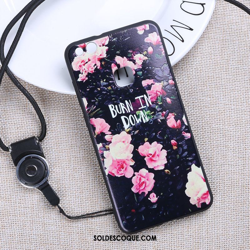 Coque Huawei P10 Lite Étui Peinture Blanc Protection Noir Pas Cher