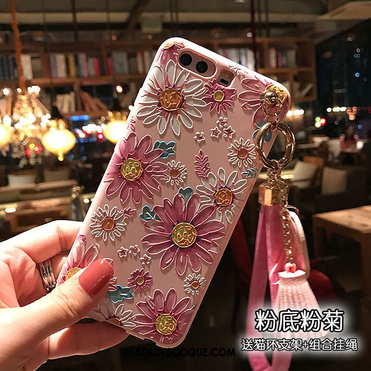 Coque Huawei P10 Plus Rose Délavé En Daim Fluide Doux Téléphone Portable Ornements Suspendus Soldes