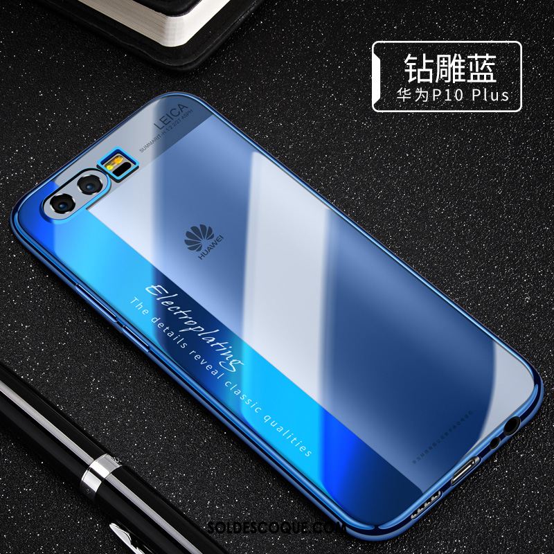 Coque Huawei P10 Plus Simple Silicone Bleu Transparent Personnalité En Ligne